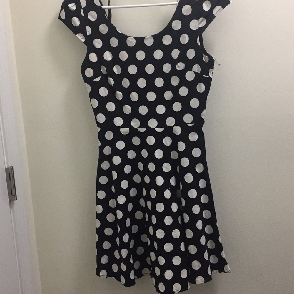 black and white polka dot dress